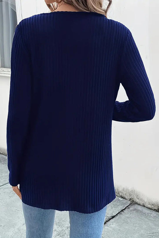 EB | Strickcardigan mit Blumenrand und langen Ärmeln