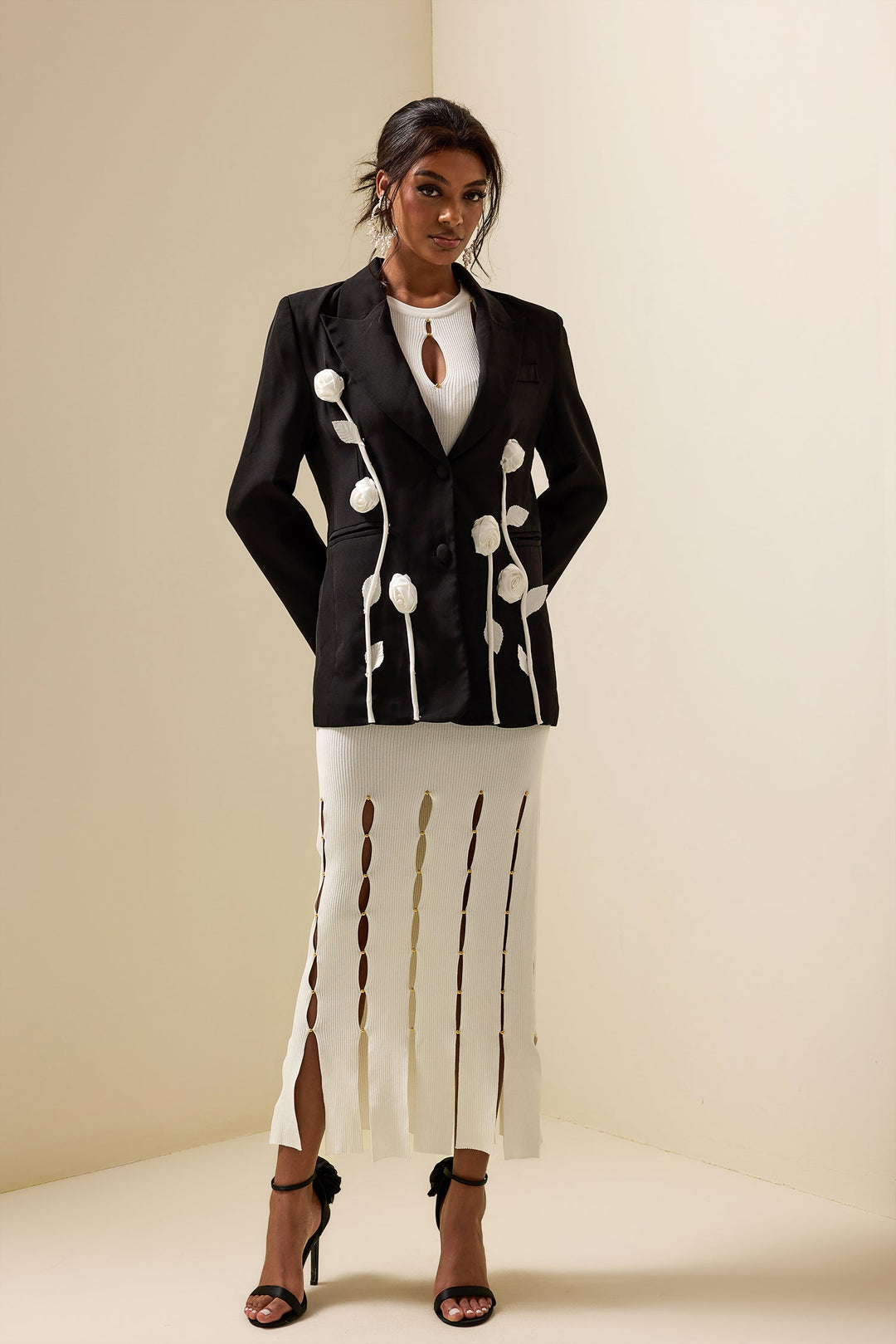 EB | Kontrast Langarm Blazer Jacke