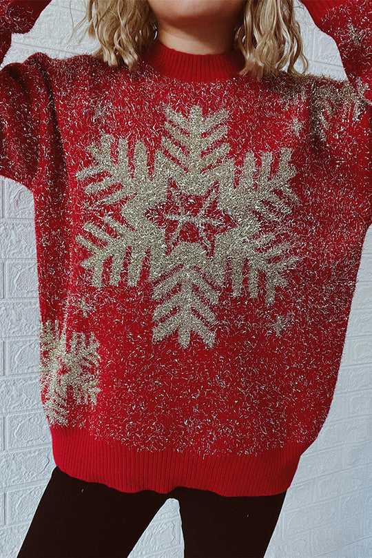 EB | Weihnachtsmuster Gestrickter Rundhalsausschnitt Langarmpullover