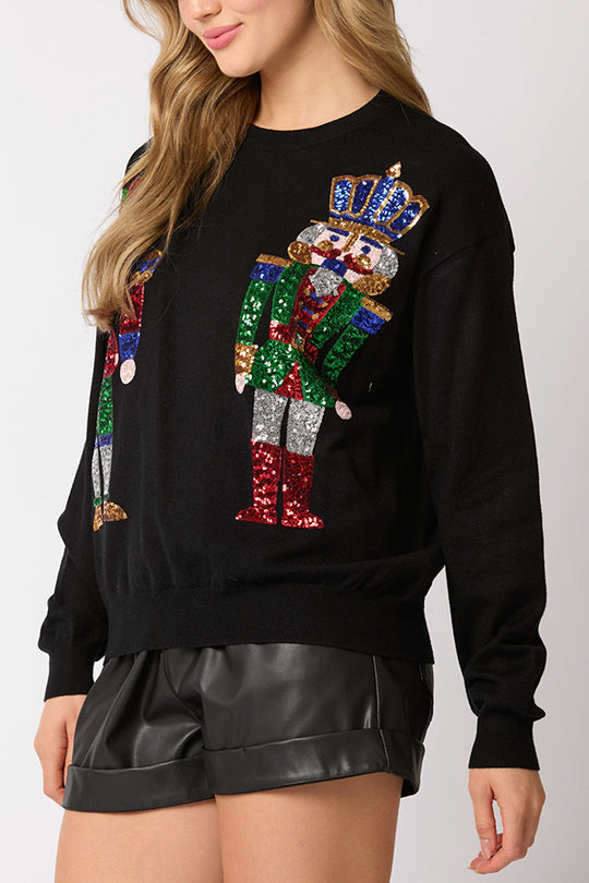 EB | Weihnachtssoldat Pailletten Mode Lässiger Sweatshirt