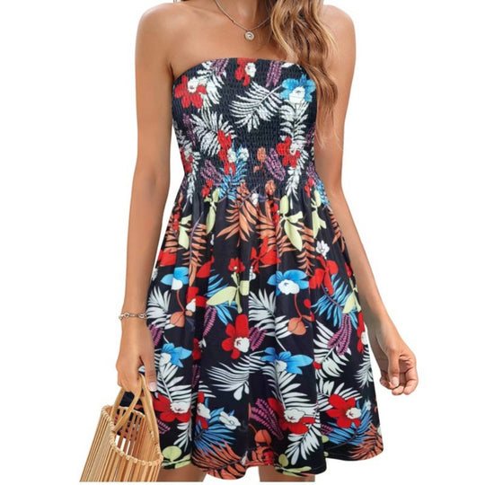 EB | Bedrucktes Strandurlaub sexy Tube Top Kleid