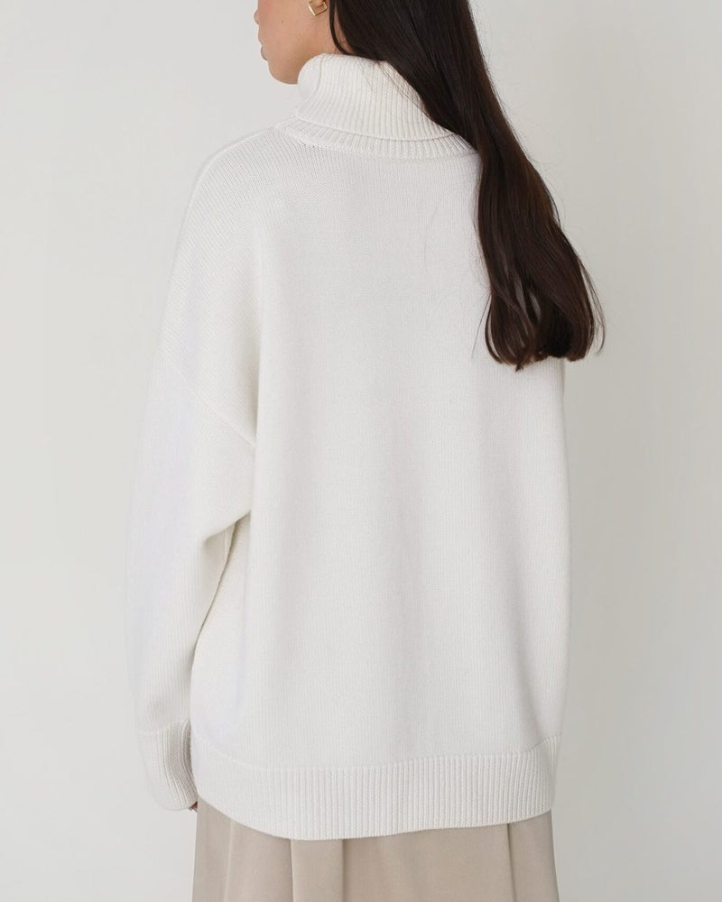 EB | Eleganter Oversized Damen Rollkragenpullover Aus Baumwolle