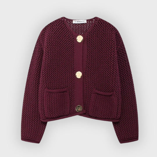 EB | Mesh Strick Strickjacke mit Fronttaschen