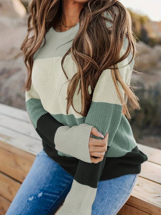 EB | Stilvoll Gestreifter Strickpullover für Frauen