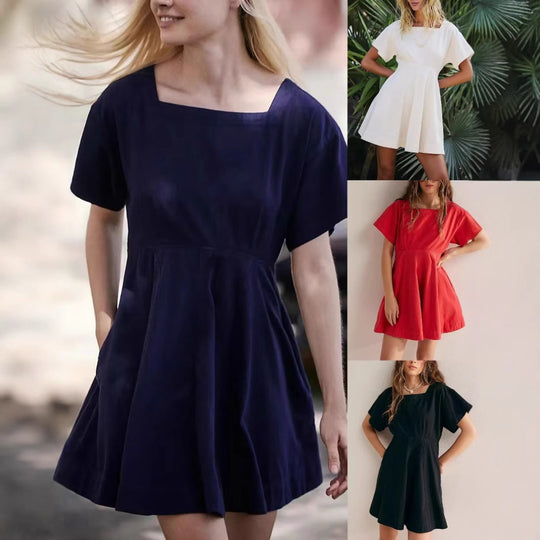 EB | Freizeitkleid mit quadratischem Ausschnitt und Knöpfen