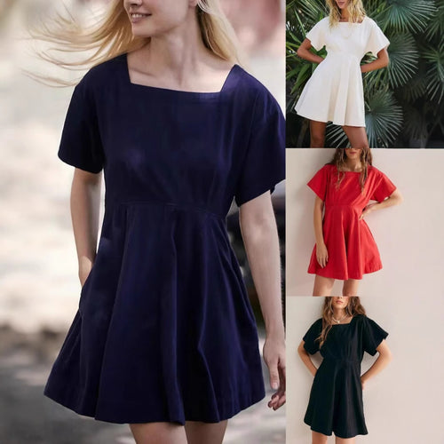 EB | Freizeitkleid mit quadratischem Ausschnitt und Knöpfen