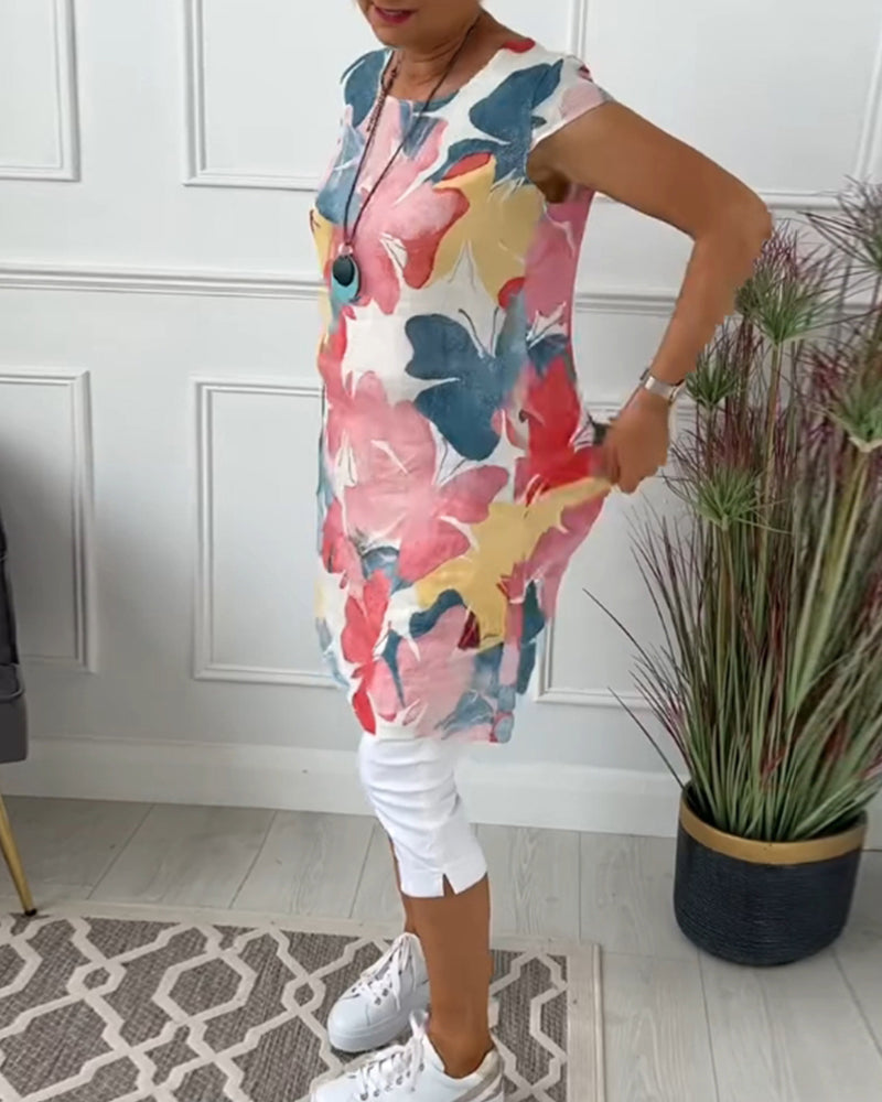 EB | Lässiges Longtop mit Farbenfrohem Blumenprint