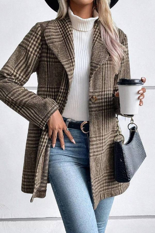 EB | Kollektion Karierter Kragen Langarmjacke