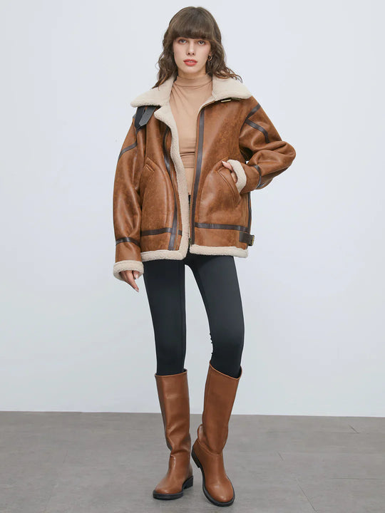 EB | Gefütterte Wildleder Shearling Flugjacke