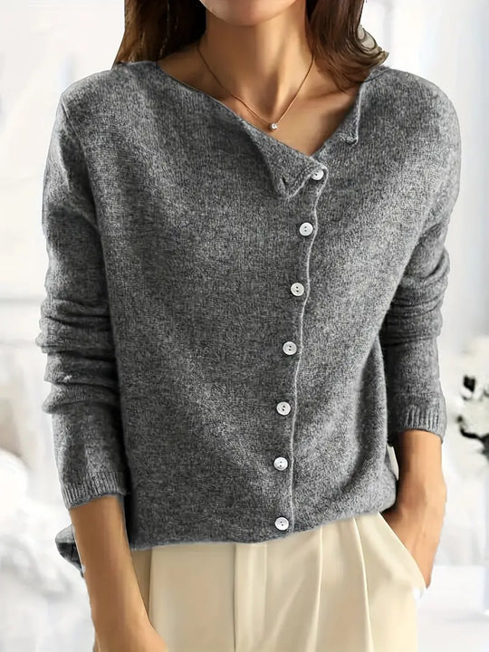 EB | Strickjacke Gestrickter V-Ausschnitt Knopfverschluss Langärmlig Lässige Schichtung