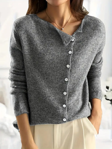 EB | Strickjacke Gestrickter V-Ausschnitt Knopfverschluss Langärmlig Lässige Schichtung
