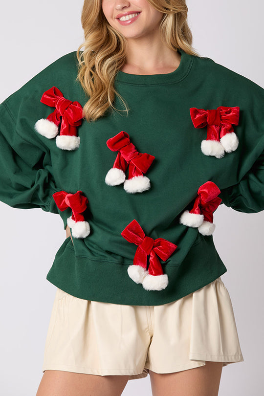 EB | Weihnachts Schleife Verziert Lässiges Langärmeliges Sweatshirt