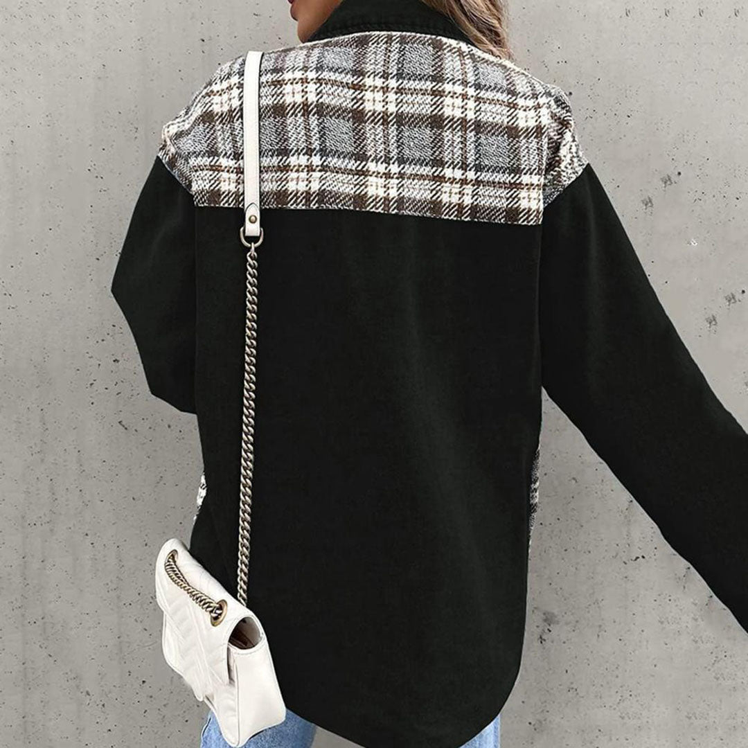 EB | Kariert Jacke mit Klassischem Kragen für Damen