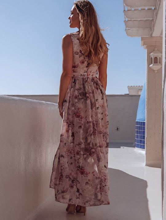 EB | Bedrucktes geteiltes Chiffonkleid