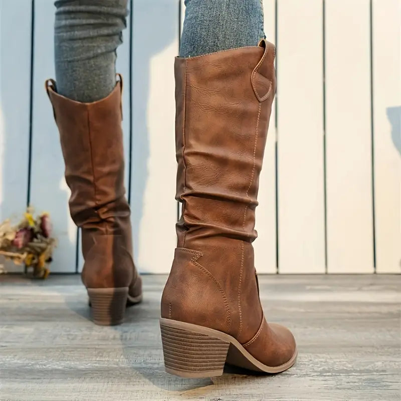 EB | High Heel Maillard V-Mund Skinny Boots