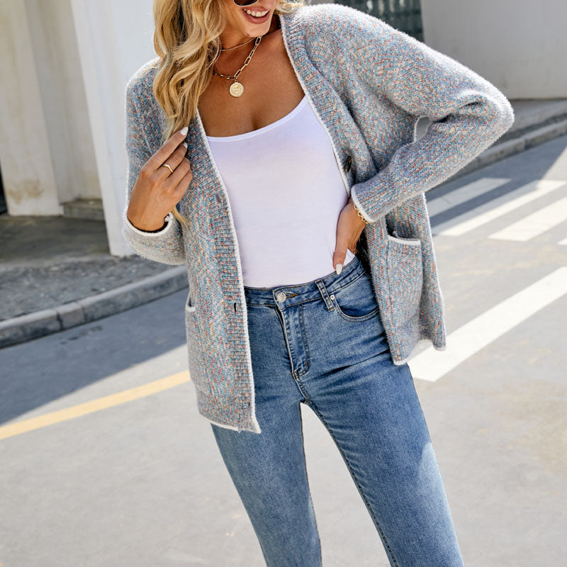 EB | Cardigan - Damen Herbst Freizeit Strickjacke mit Taschen