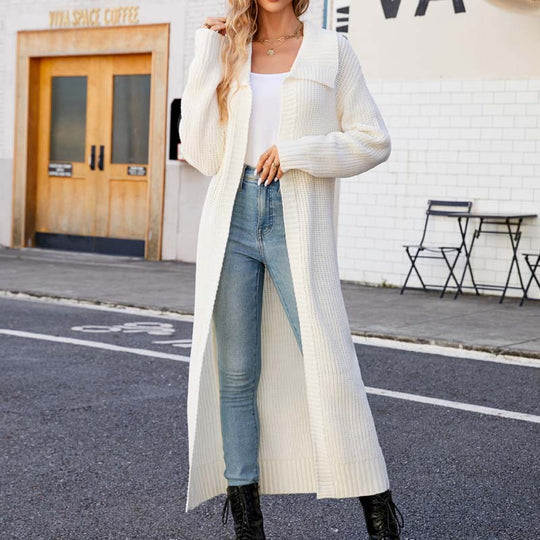 EB | Einfarbige Lange Strickjacke