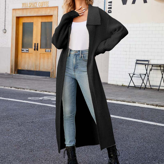 EB | Einfarbige Lange Strickjacke