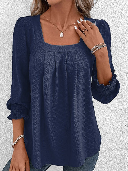 EB | Baumwollbluse Mit Eckigem Ausschnitt