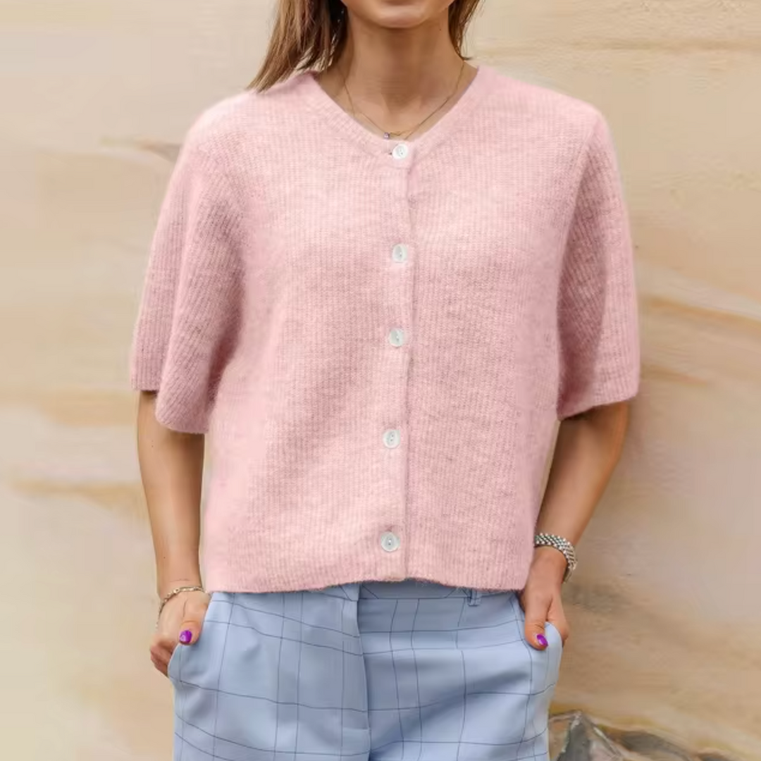 EB | Kurze Strick-Cardigan mit Knöpfen für Damen
