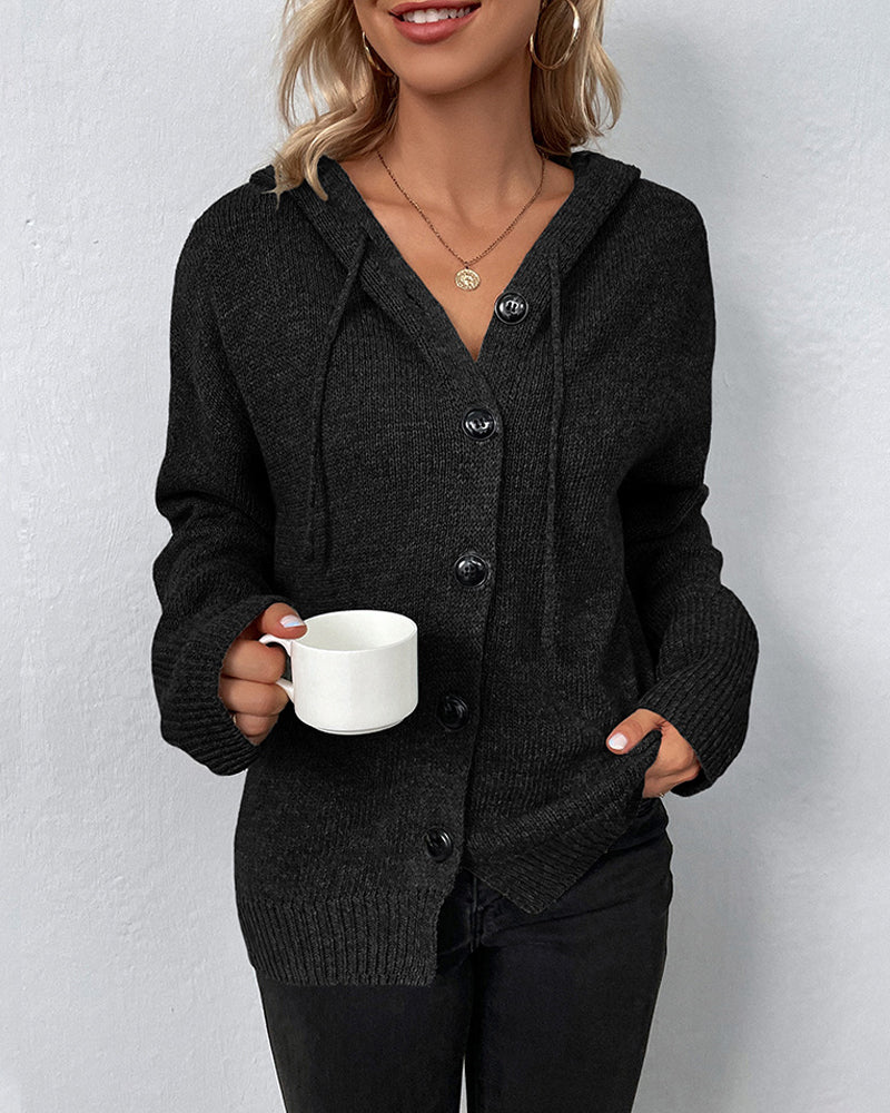 EB | Schlichter Cardigan mit Kapuze und Schnüren