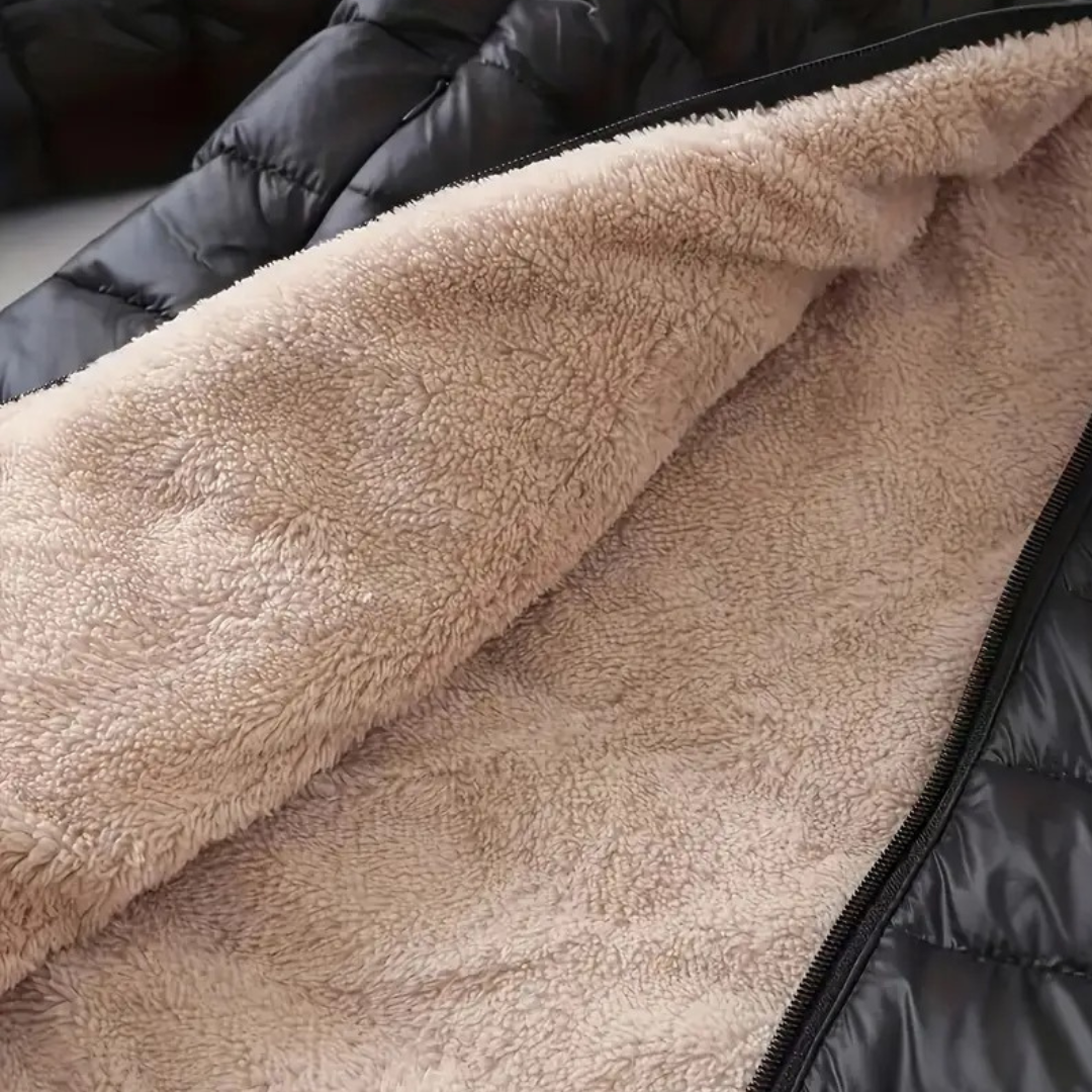 EB | Damen Kapuzen-Puffermantel mit Sherpa-Futter