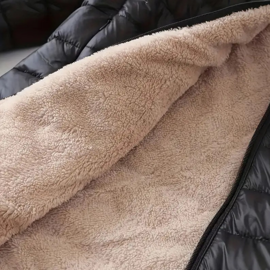 EB | Damen Kapuzen-Puffermantel mit Sherpa-Futter