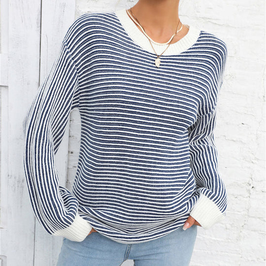 EB | Gestreifter Strickpullover Mit Lässigem Schnitt