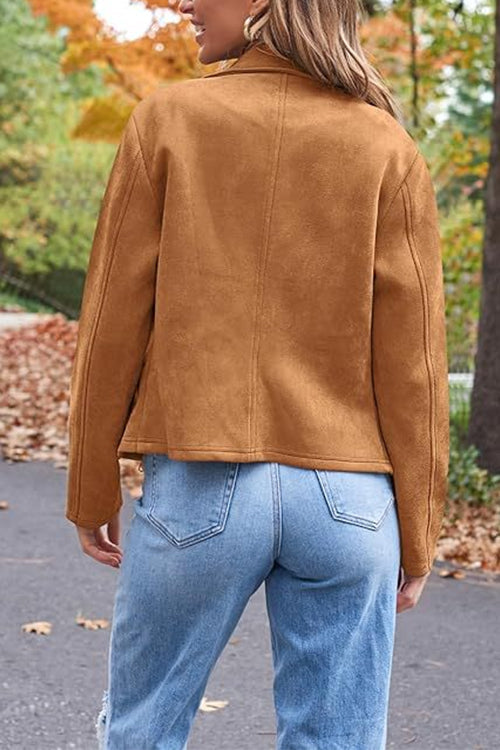 EB | Up Pocketed Faux Suede Motorradjacke (in 7 Farben)