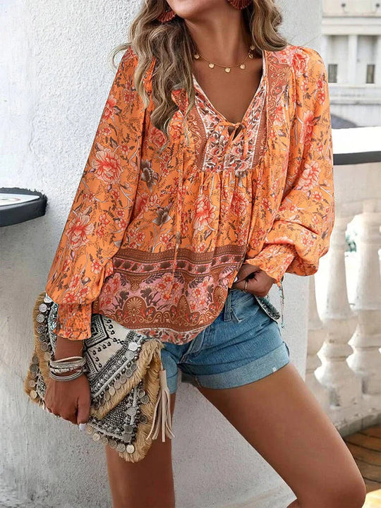 EB | Blumenbluse Mit Langen Ärmeln Für Damen