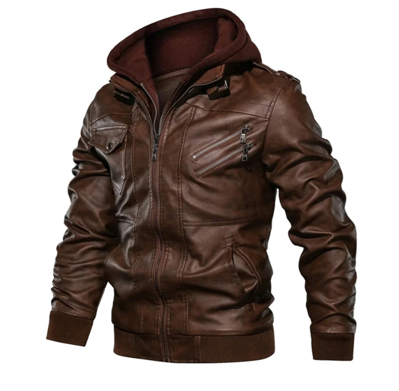 EB | Lederjacke mit Kapuze für Herren