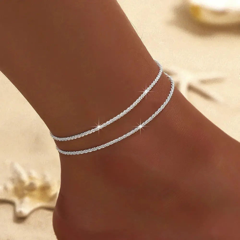 EB | Chic Silber/Gold Doppel Fußkettchen
