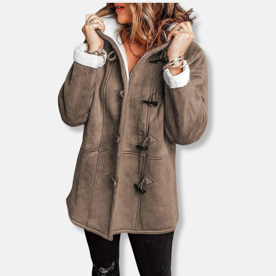 EB | Fleecejacke - Relaxed Fit - Kapuze - Plüschfutter - Mittellang - Toggle-Verschluss