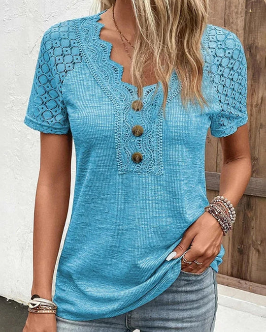 EB | Damen T-Shirt mit kurzen Ärmeln und Spitze