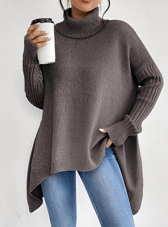 EB | Eleganter Langer Damenpullover mit Rollkragen