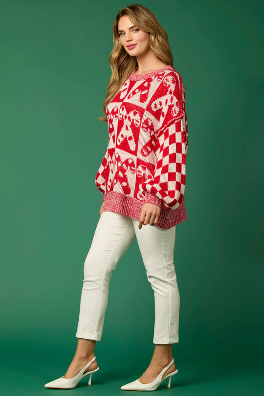 EB | Zuckerstangen-Weihnachtsnadeln & Lebkuchenmann Strickpullover