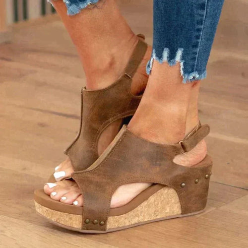 EB | Leder Keilabsatz Sandalen