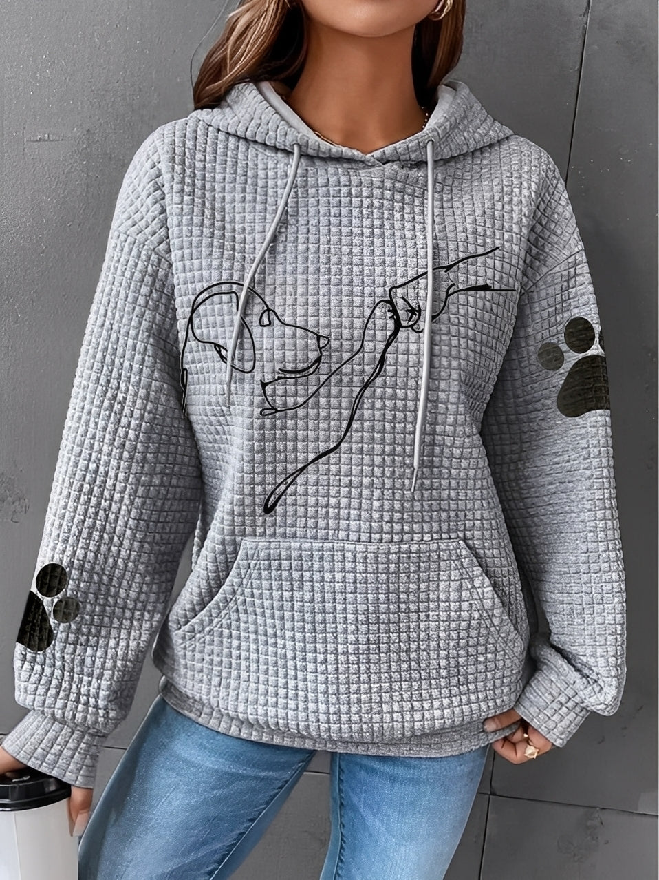 EB | Bedruckter, Warmer Kapuzensweatshirt für Frauen