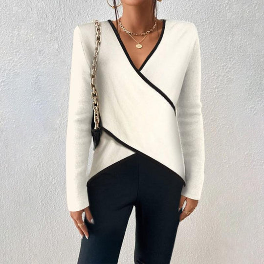 EB | Wickel Pullover mit Kontrastbesatz