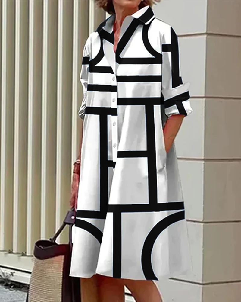 EB | Kleid mit Taschen und Geometrischem Druck