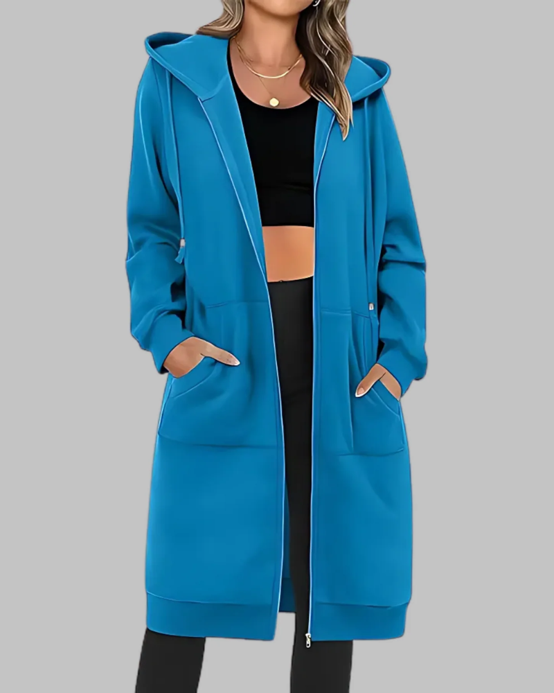 EB | Lässige Zip-Up Übergroße Lange Jacke