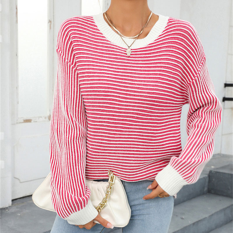 EB | Gestreifter Strickpullover Mit Lässigem Schnitt