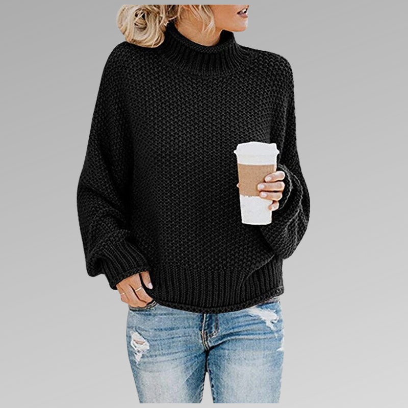 EB | Chunky Strickpullover mit Hohem Kragen Acryl Warm und Lässig