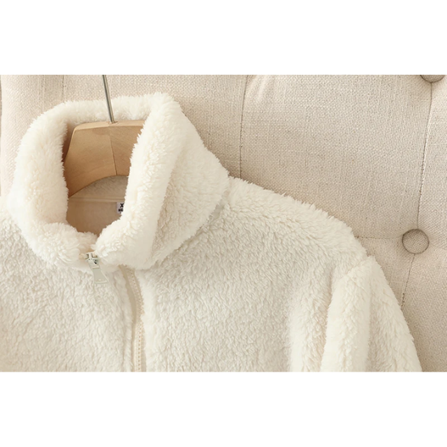 EB | Weiche Sherpa Zip Up Hohe Kragenjacke, Fleeceweste