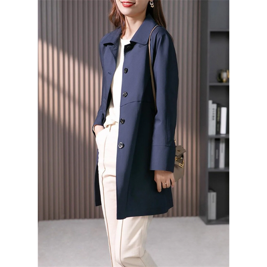 EB | Stylischer Einreihiger Kurzer Trenchcoat für Damen