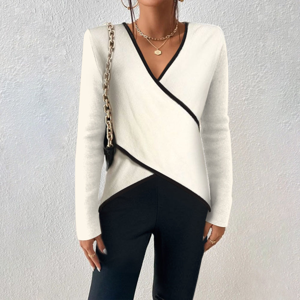 EB | Schicke Damen Wickelbluse mit Elegantem Pullover Look