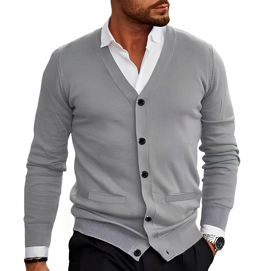 EB | Eleganter Cardigan mit Knopfblende für Herren