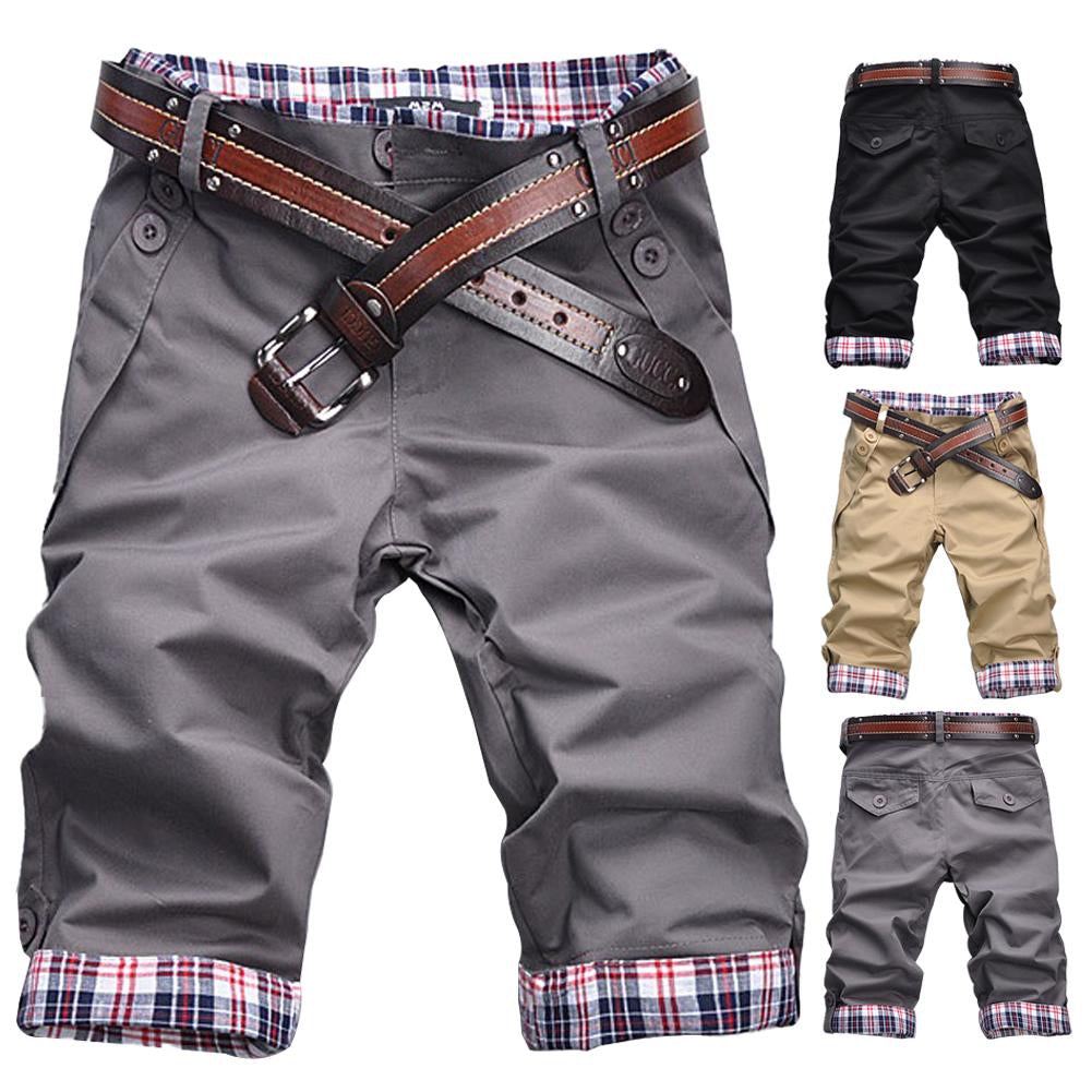 EB – Hochwertige Shorts mit Gürtel und Karomuster