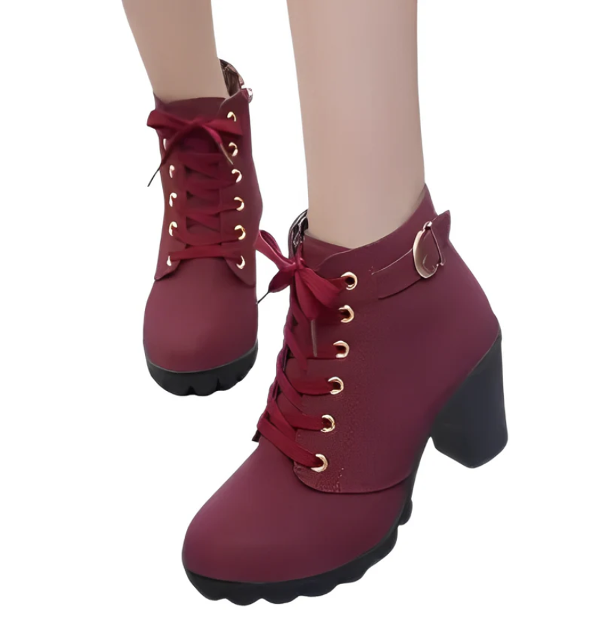 EB | Damen Schnür-Stiefeletten mit Absatz und dicker Sohle
