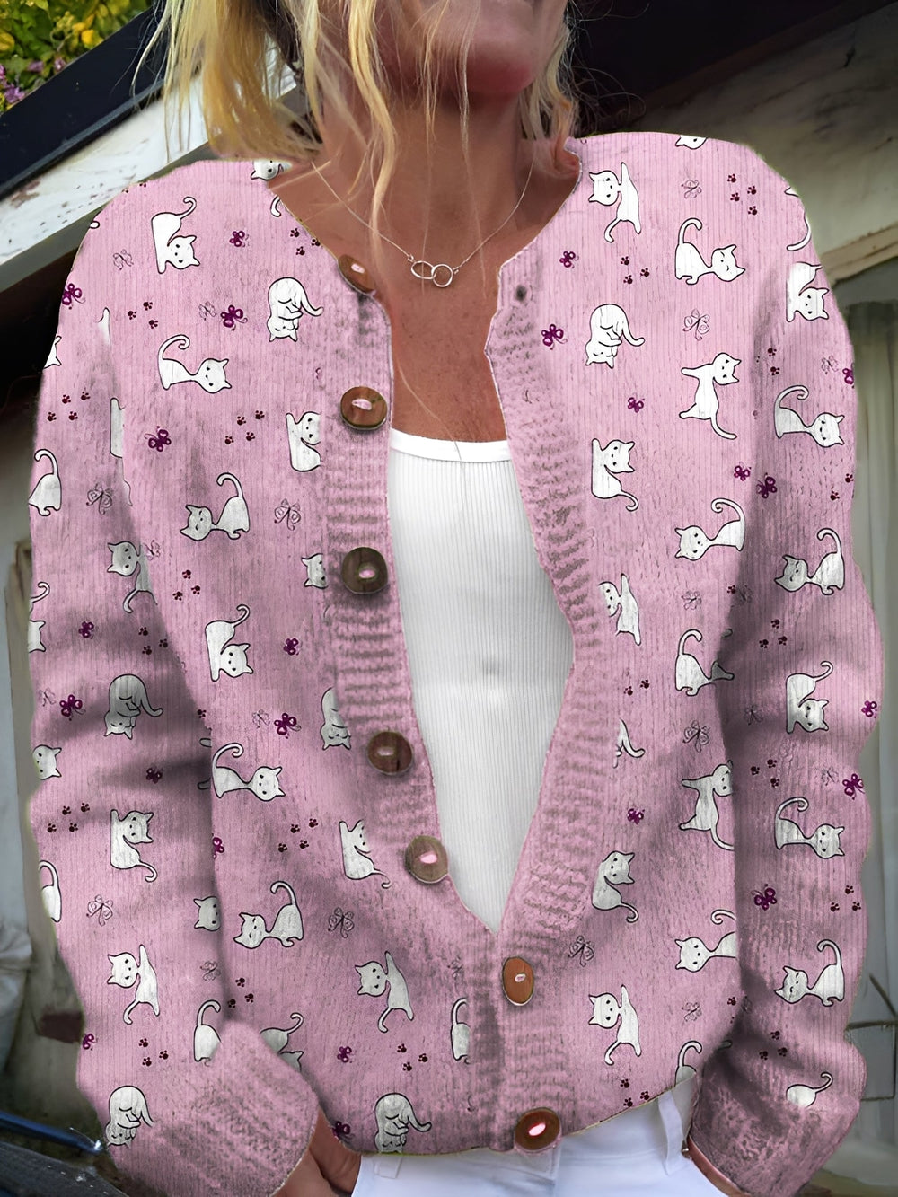 EB | Stilvolle Strickjacke mit Blumenmuster für Frauen